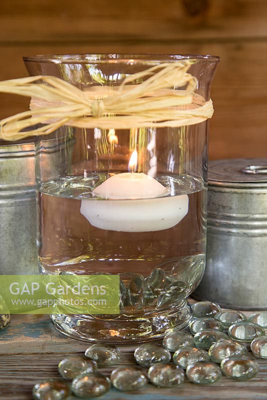 Decorative display of floating candle