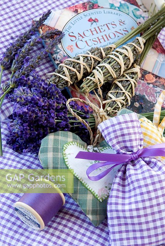 Lavender collection - bags, sachets and bottles together with materials and craft book