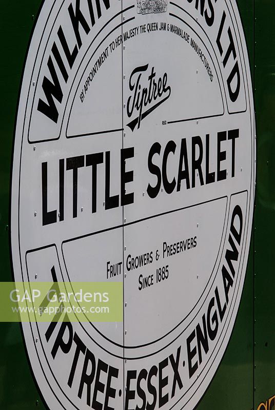 Little Scarlet - jam sign on the side of a van at Tiptree Jams, Wilkin and Sons Ltd