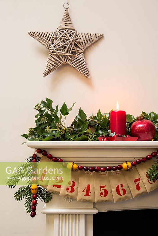 Advent Calendar hanging on a mantelpiece