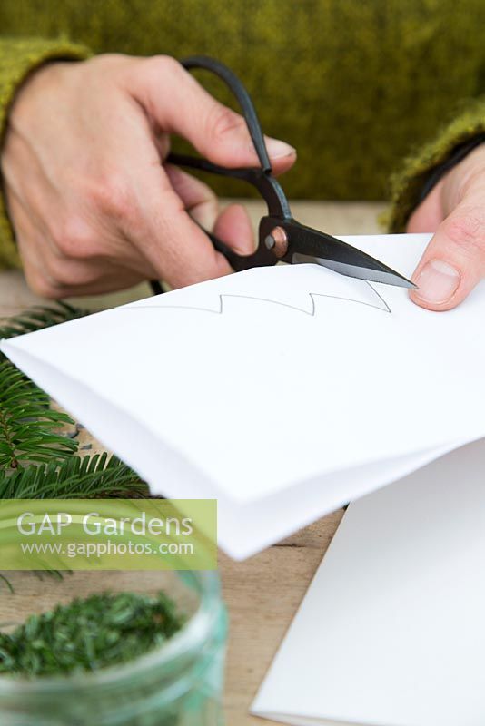 Cutting out tree shape from card