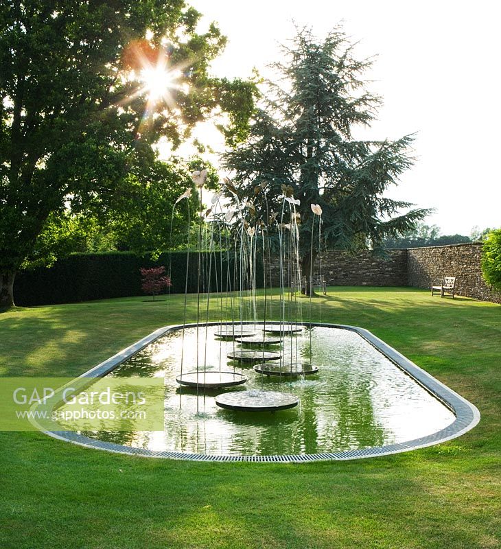 The loggia garden with pool and water feature