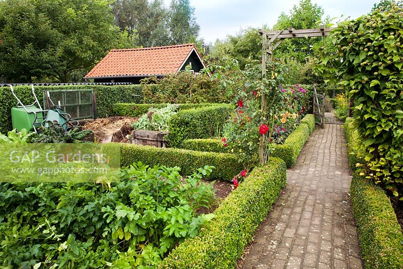 Vegetable garden with Box hedges. Tuin de Villa