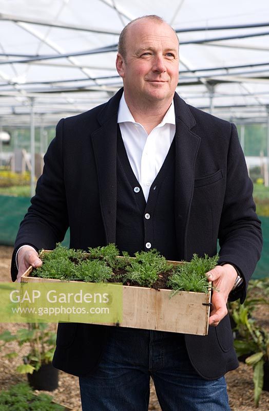 Crocus Nursery, Surrey - Arne Maynard checks plants for his 2012 Chelsea flower show garden