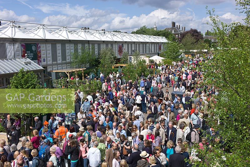Crowds visiting the RHS Chelsea Flower Show