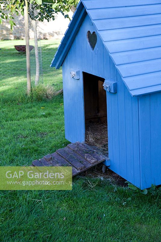 Decorative blue wooden goose house - Farrs