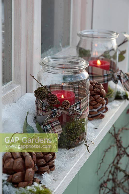 Jam jars made into christmas lights