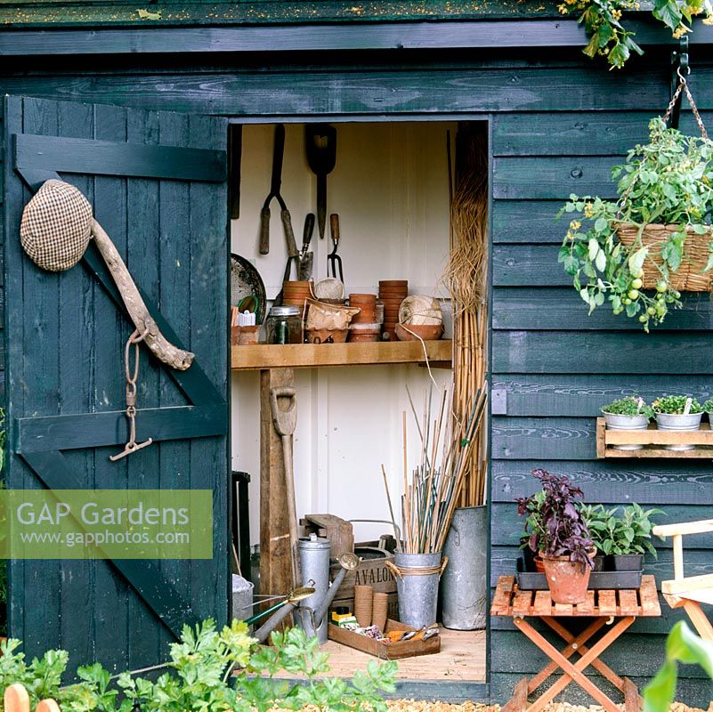 Tool shed in corner of kitchen garden.
