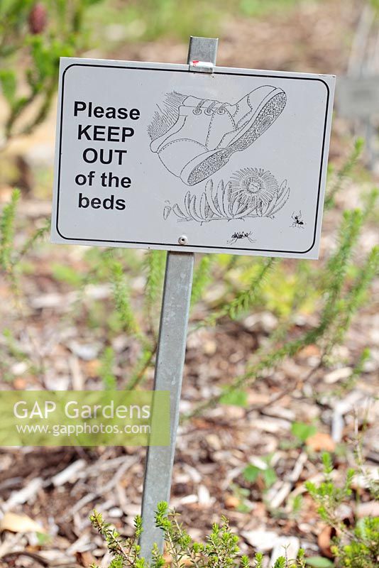 Garden sign, Kirstenbosch National Botanical Garden, Cape Town, South Africa