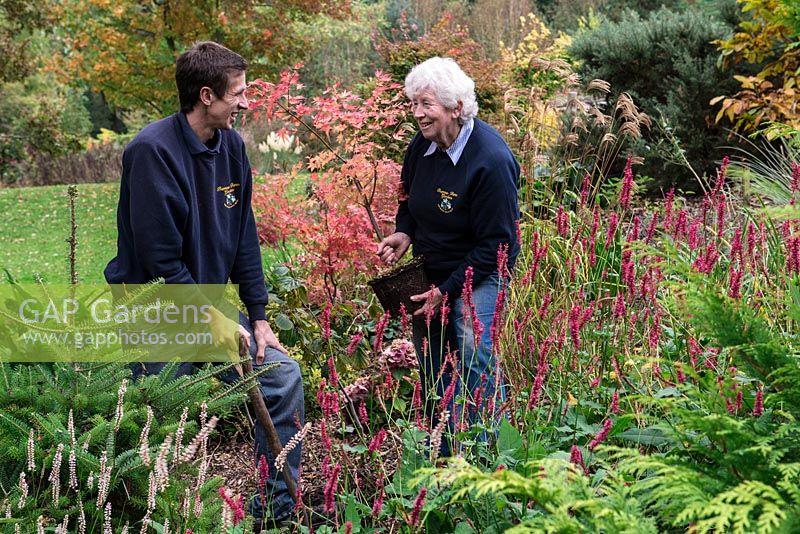 Mary Benger with her grandson, Michael Pritchard, who now works regularly alongside her in the garden.