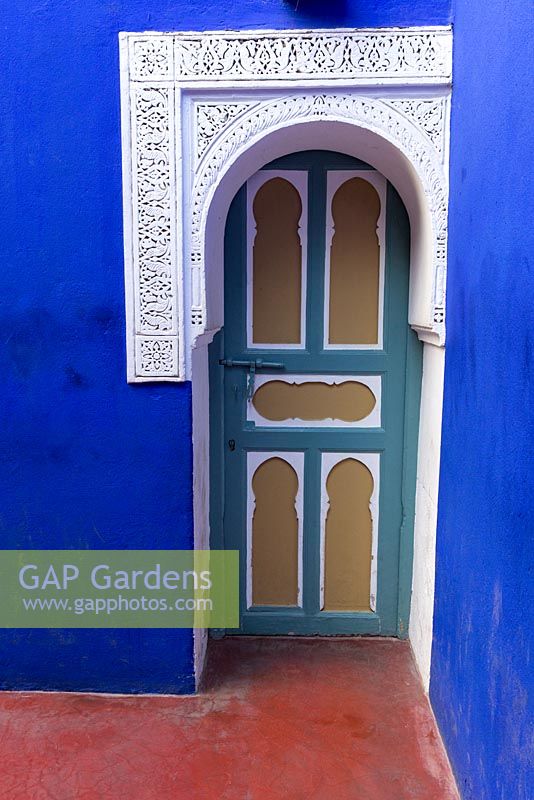 Ornate doorway, Jardin Majorelle, Yves Saint Laurent garden