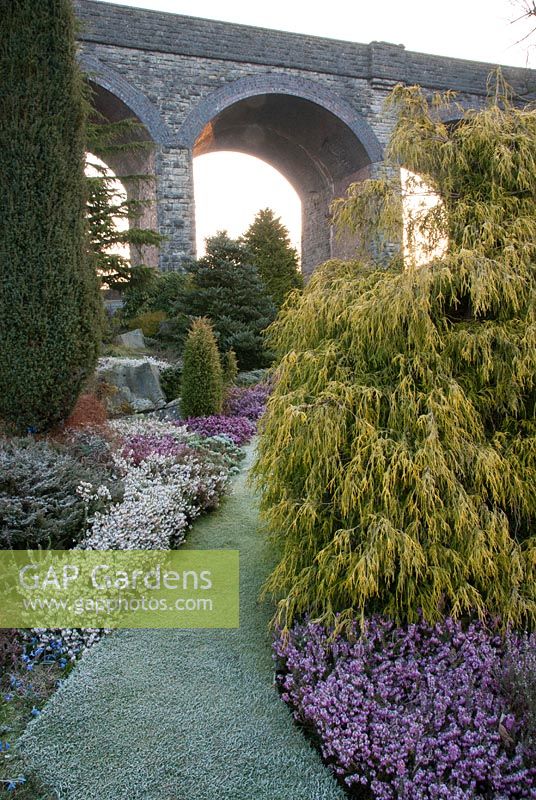 Kilver Court Garden with viaduct in the background