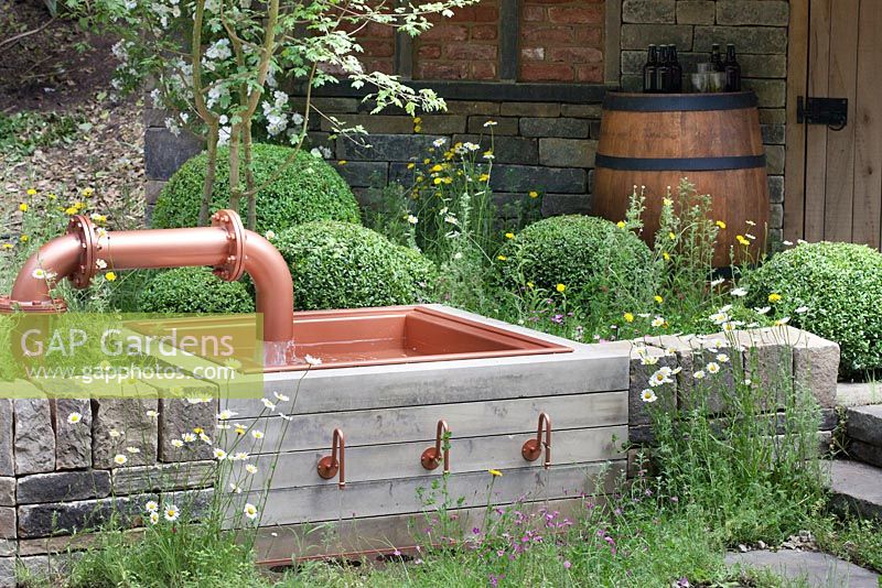 Brewers Yard garden, is a celebration of Yorkshire's breweries and the county's stunning ale offering. Brewers Yard by Welcome to Yorkshire, RHS Chelsea Flower Show 2015 