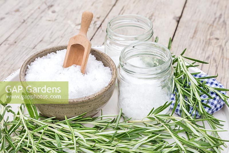 Ingredients required for Rosemary Salt are: Glass Jars, Sea Salt and Rosemary cuttings