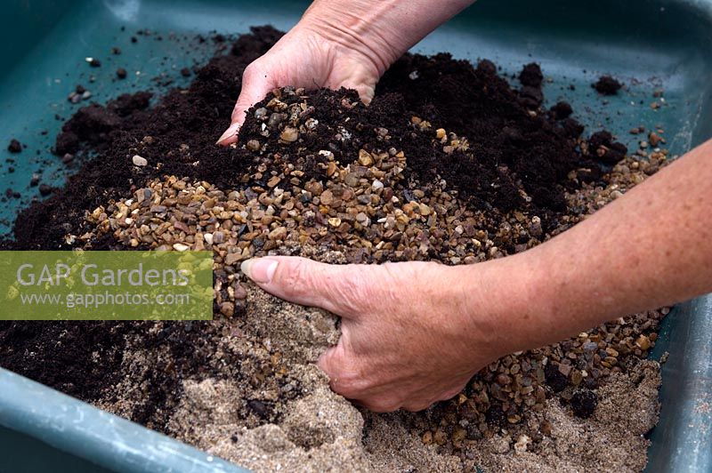 Mix compost, sand and grit