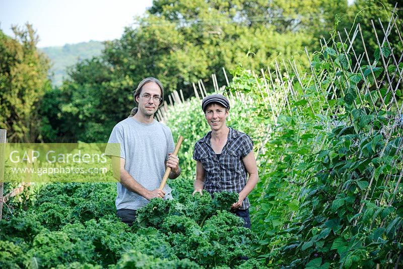 Ben and Kate amongst 'East Friesian Palm' Kale