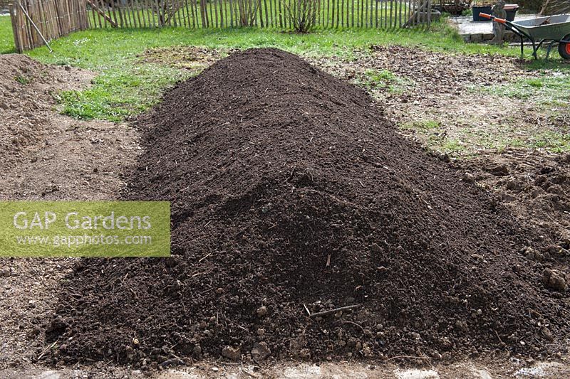 Compost piled onto top of newly created bed
