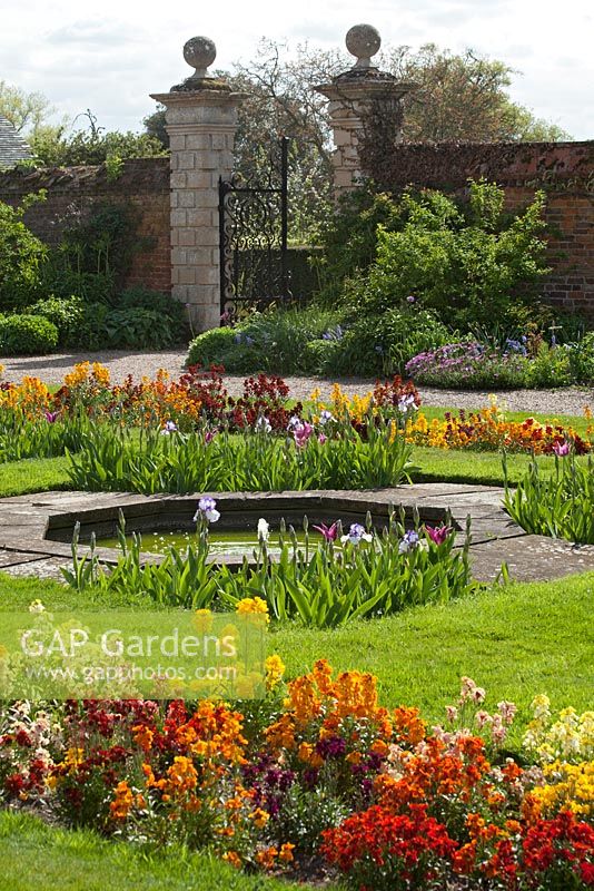 A view of the West Walled Garden at Doddington Hall and Gardens in May