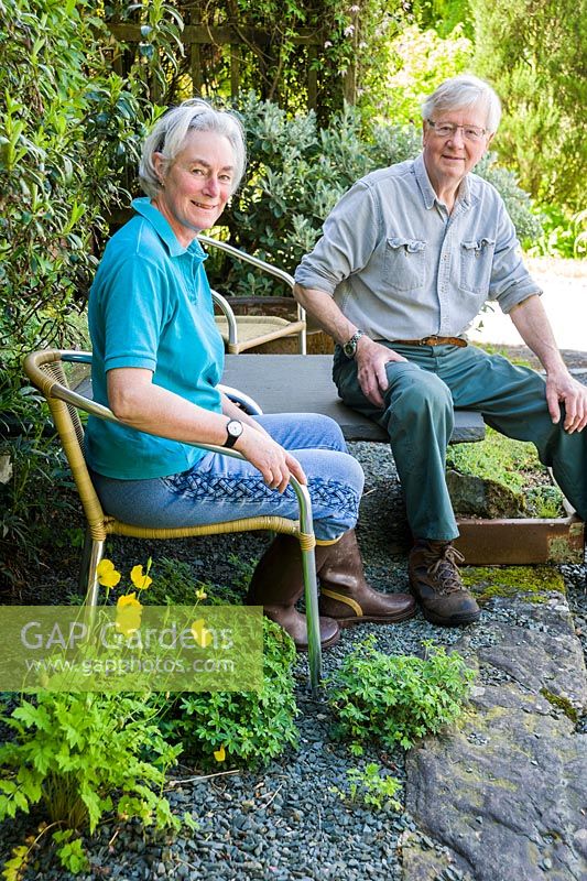 Diane Hewitt and David Kinsman, owners and creators of the garden at Windy Hall, Windermere, Cumbria, UK