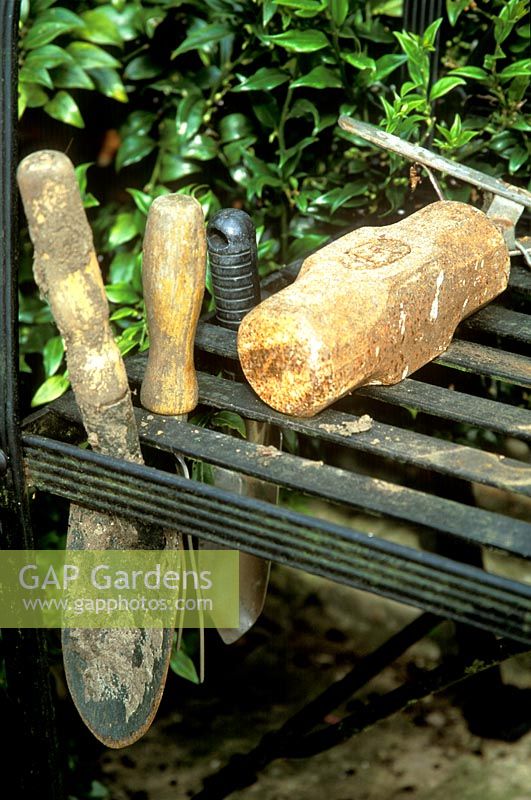 Rusting garden tools