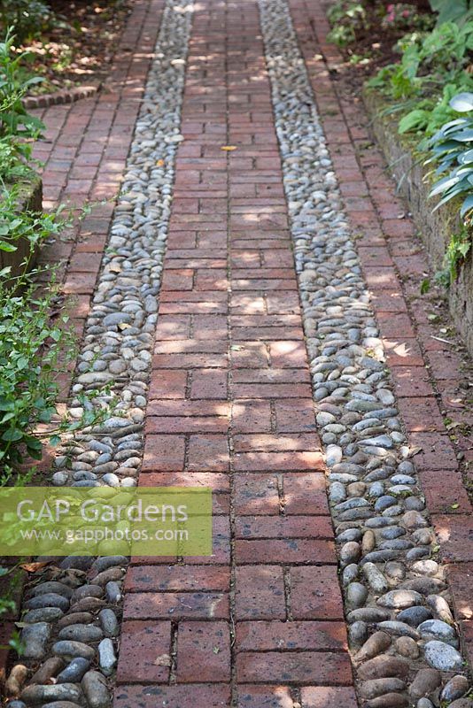 Brick and cobble pathway 