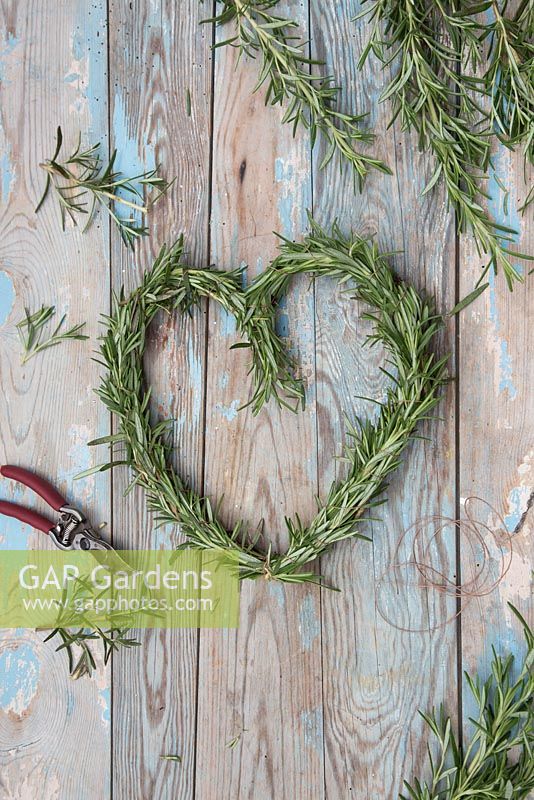 Heart shaped wreath constructed from Rosemary