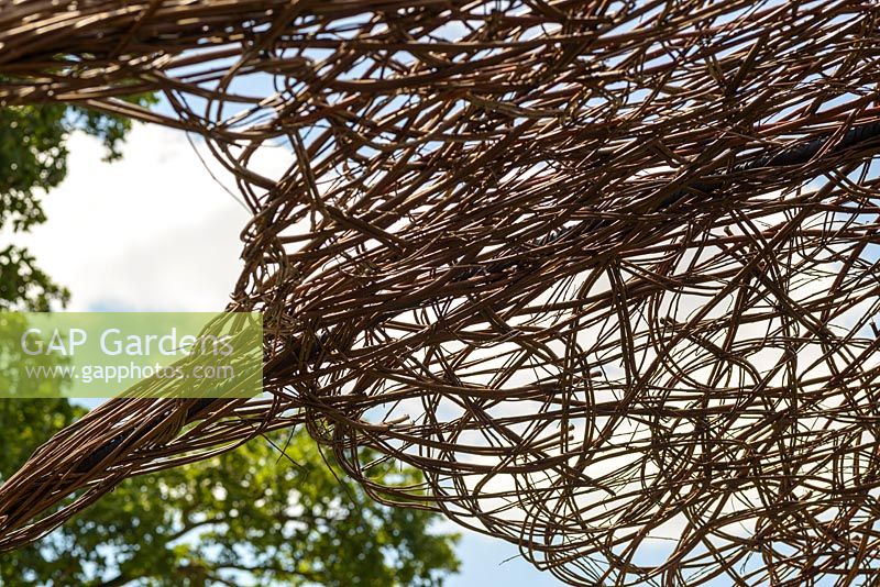 Somerset willow overhead canopy. PMS: Outside Inside for NAPS Garden. RHS Hampton Court Palace Flower Show 2016