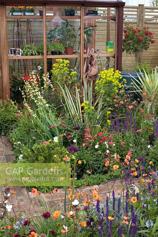 Greenhouse in the Greener Pastures garden at  BBC Gardener's World Live 2015