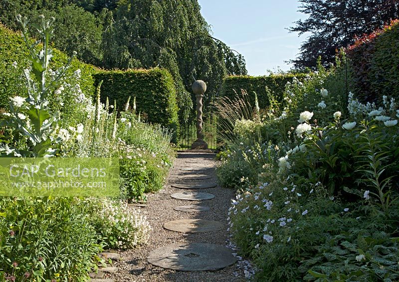 The White Garden at York Gate Garden, Adel, Leeds UK.