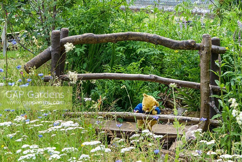 Wooden Bridge in Botanica World Discoveries: Winnie the Pooh Begins His Journey. RHS Hampton Court Palace Flower Show 2015