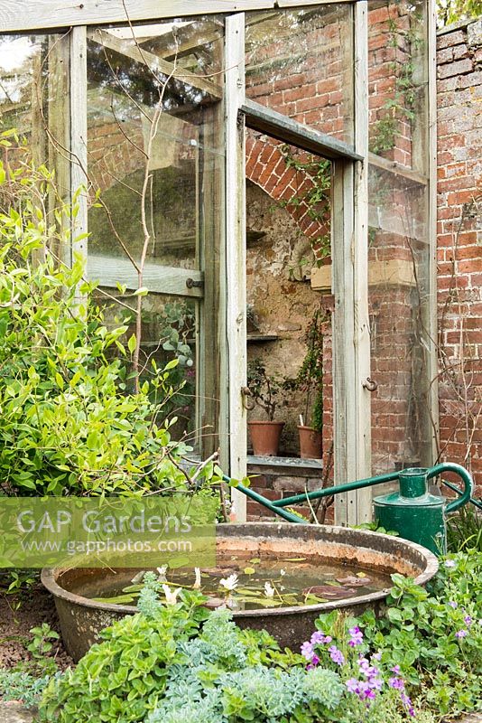 Homemade greenhouse in the kitchen garden