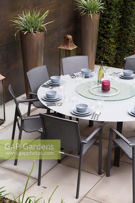 Contemporary dining furniture on patio