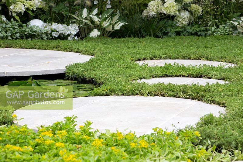 Stepping stone in Living Landscapes - City Twitchers Garden - RHS Hampton Court Flower Show 2015