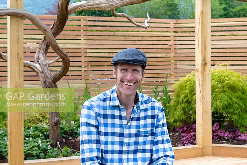 Portrait of designer Tim Lawrence in his 'A Garden Framed'  - RHS Malvern Spring Festival 2017