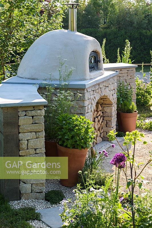 Outdoor pizza oven - The Refuge Garden in aid of Help Refugees UK, RHS Malvern Spring Festival 2017