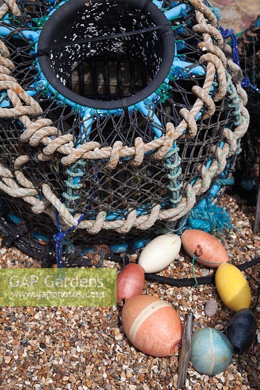 Lobster pot and fishing floats