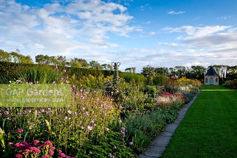 Herbaceous Border in Pleasure Gardens at Ballymaloe Cookery School, Ireland.