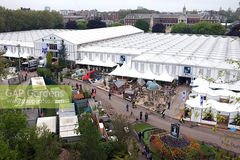 View over the showground from the tower, RHS Chelsea 2012.