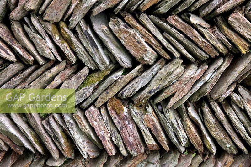 Drystone walling using a slate type local stone in North Devon