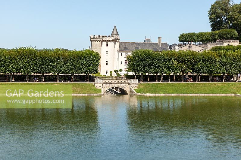 A lake in the Water Gardens at the Chateau de Villandry, Loire Valley, France. A UNESCO World Heritage Site
