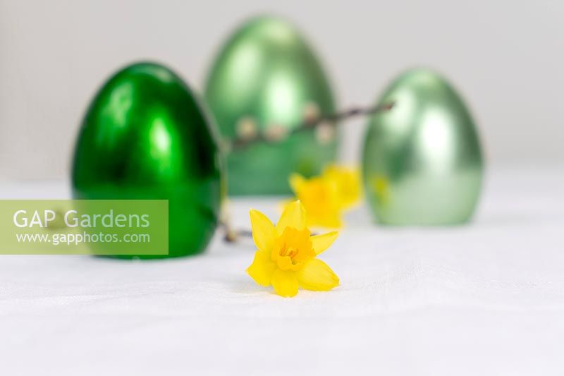 Easter decoration in green and yellow color tones