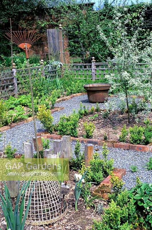 Potager garden with brick edged beds