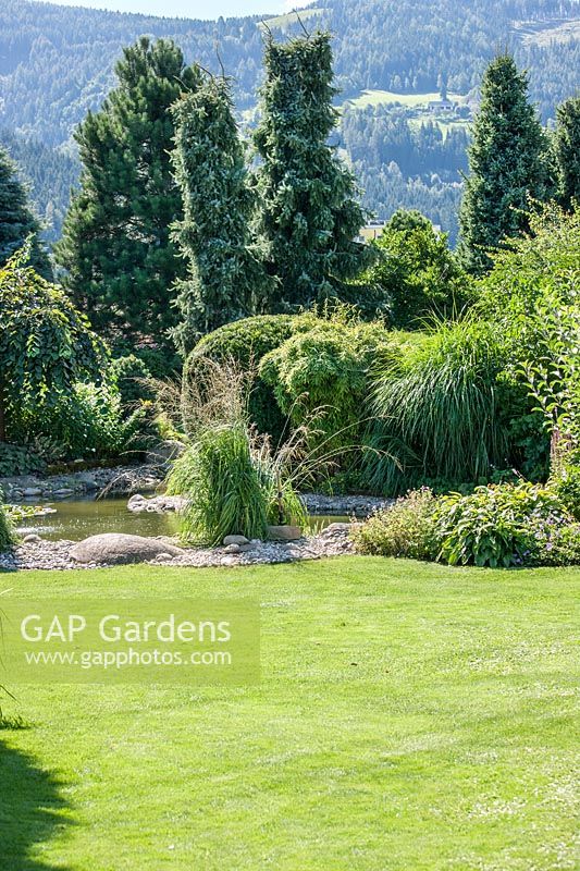 Garden design with pond