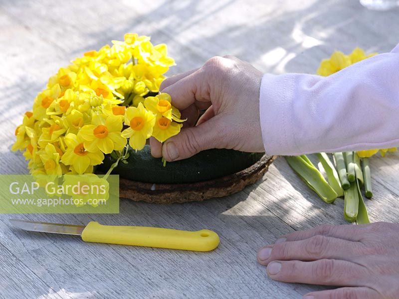 Pinned daffodils Easter wreath as 1/2