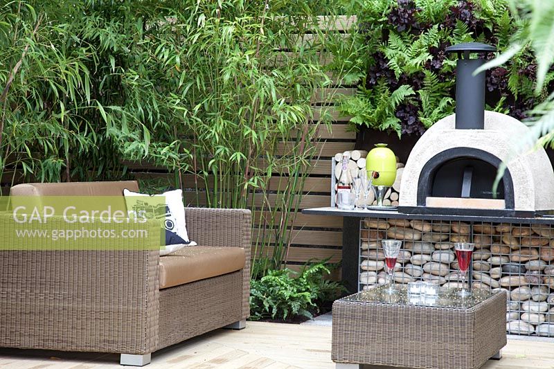 Terrace garden with fire place