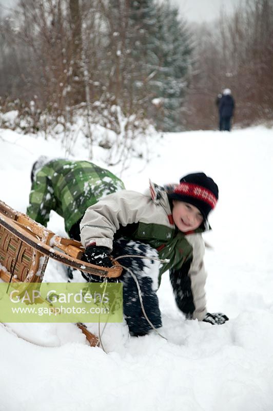 Boys having fun in the snow