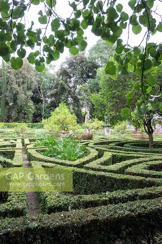Parterre area in the garden at Palazzo Corsini, in Florence, Italy