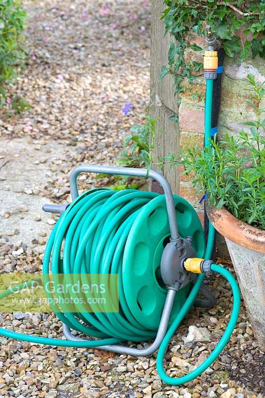 Rolled up garden hose