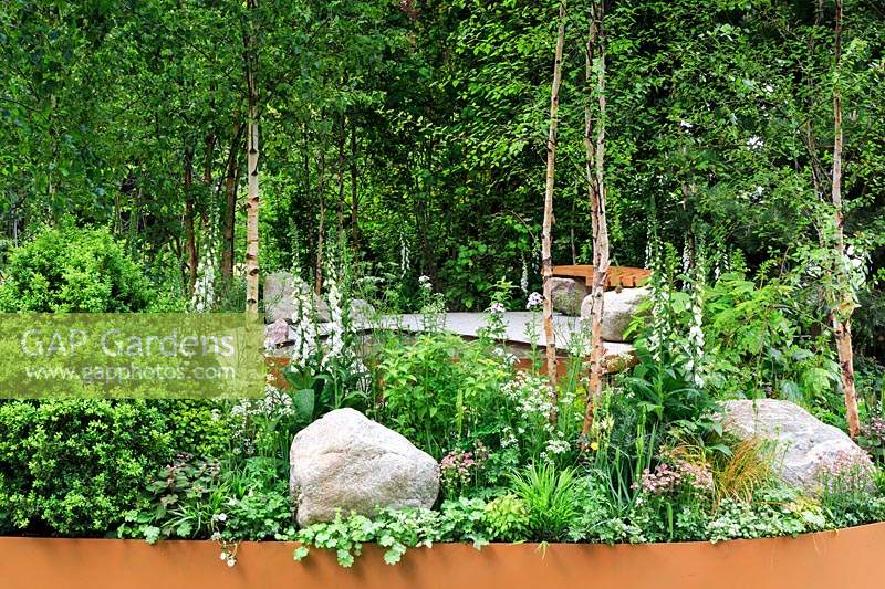 Family Monsters Garden at RHS Chelsea Flower Show 2019. Designer: Alistair Bayford - Sponsor:  idverde, Family Action. Gold medal, Best Artisan Garden.