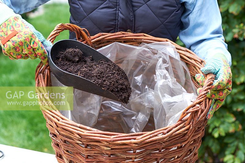 Adding soil to basket